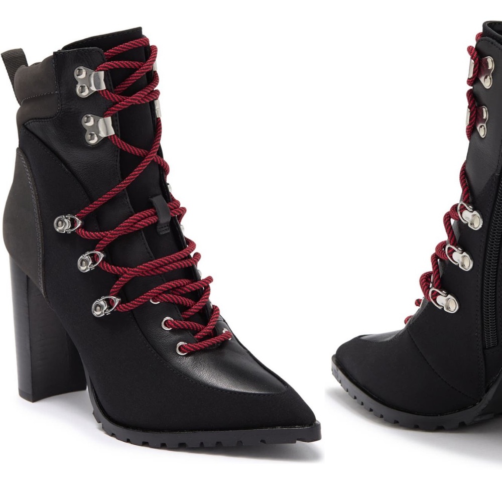 Steve Madden - Karey Leather Pointed Toe Lace-up Boots Size 9 NEW - (#0139)
